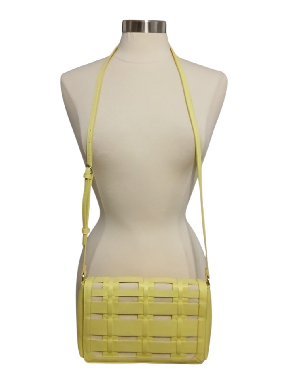 a new day | Citrine Green Faux Leather Woven Crossbody Shoulder Bag